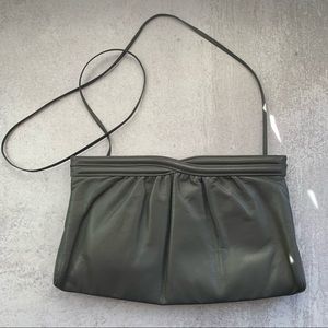 Vintage Dark Grey Soft Leather Convertible Clutch